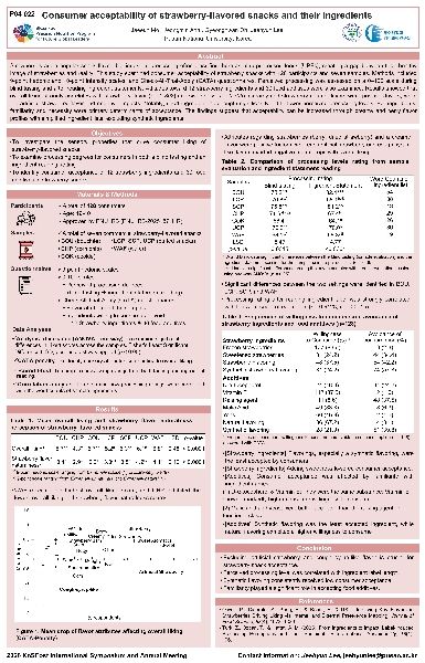 [2026 한국식품과학회] Consumer acceptability of strawberry-flavored snacks and their ingredients main image