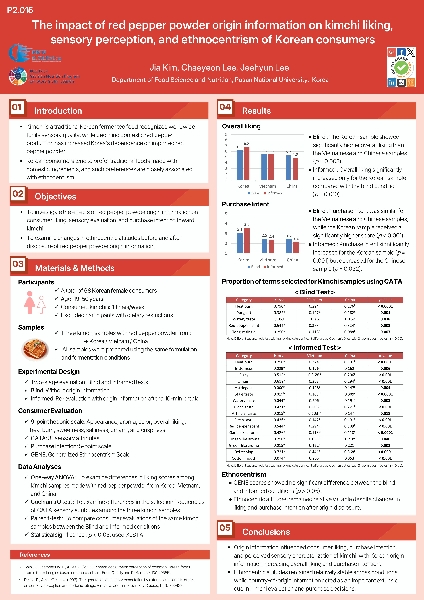 [EuroSense 2026] The impact of red pepper powder origin information on kimchi liking, sensory perception, and ethnocentrism of Korean consumer main image